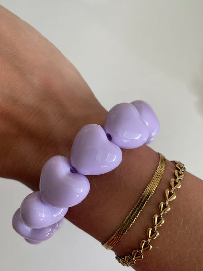 Armband met grote hartjes kralen