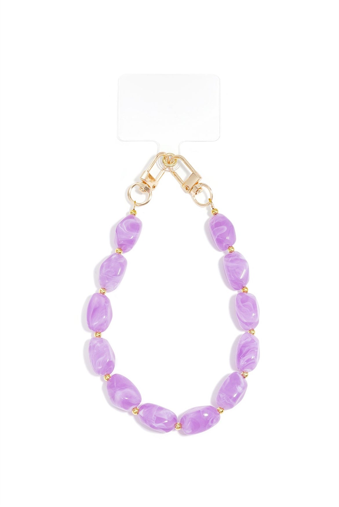 Telefoonkoord met kralen lila