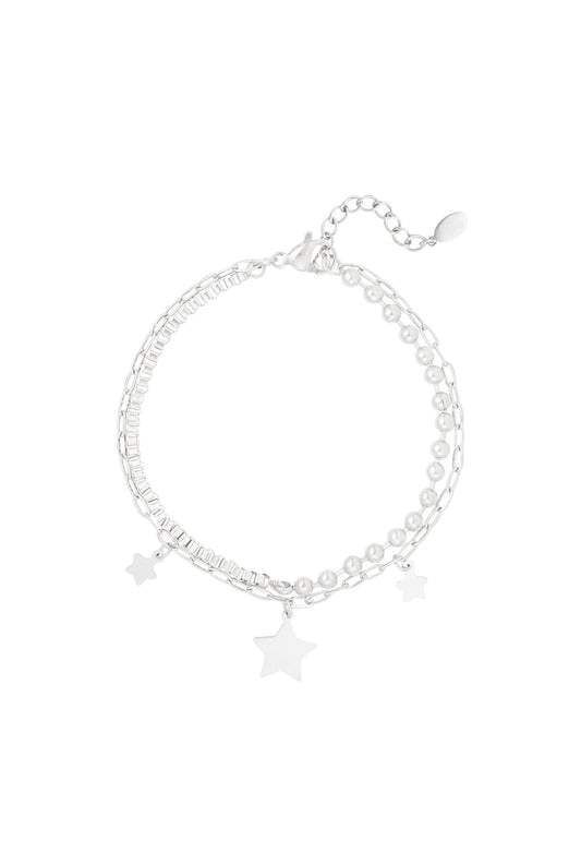 Armband met sterretjes bedels zilver
