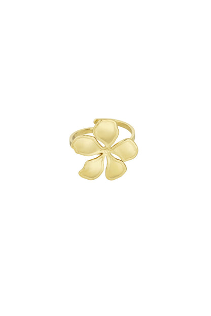 Ring platte bloem goud