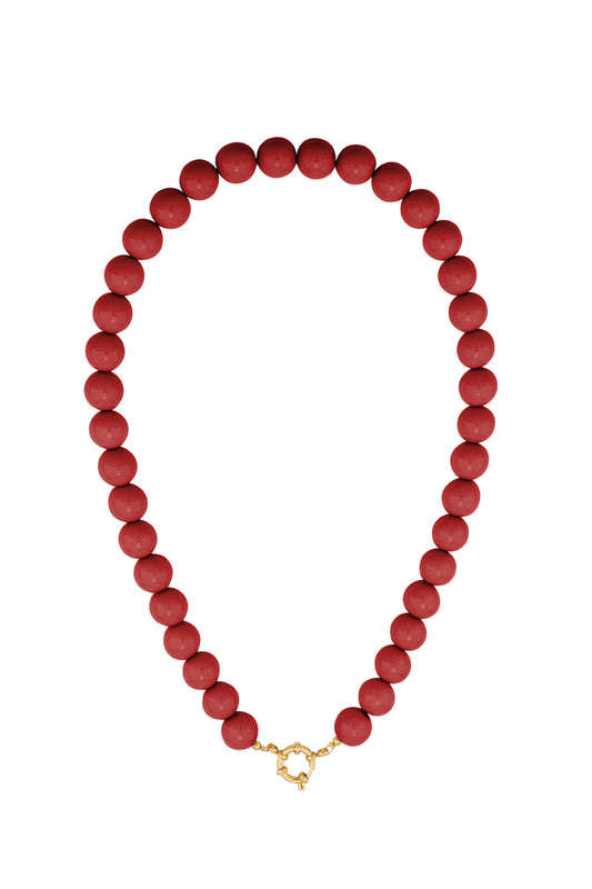 Kralen ketting wijn rood
