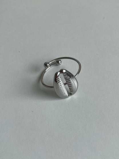 Ring met schelp zilver
