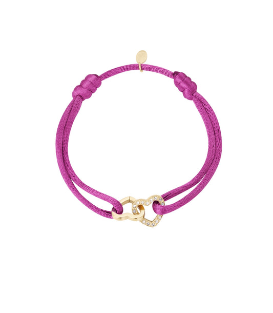 Armband satin hearts fuchsia