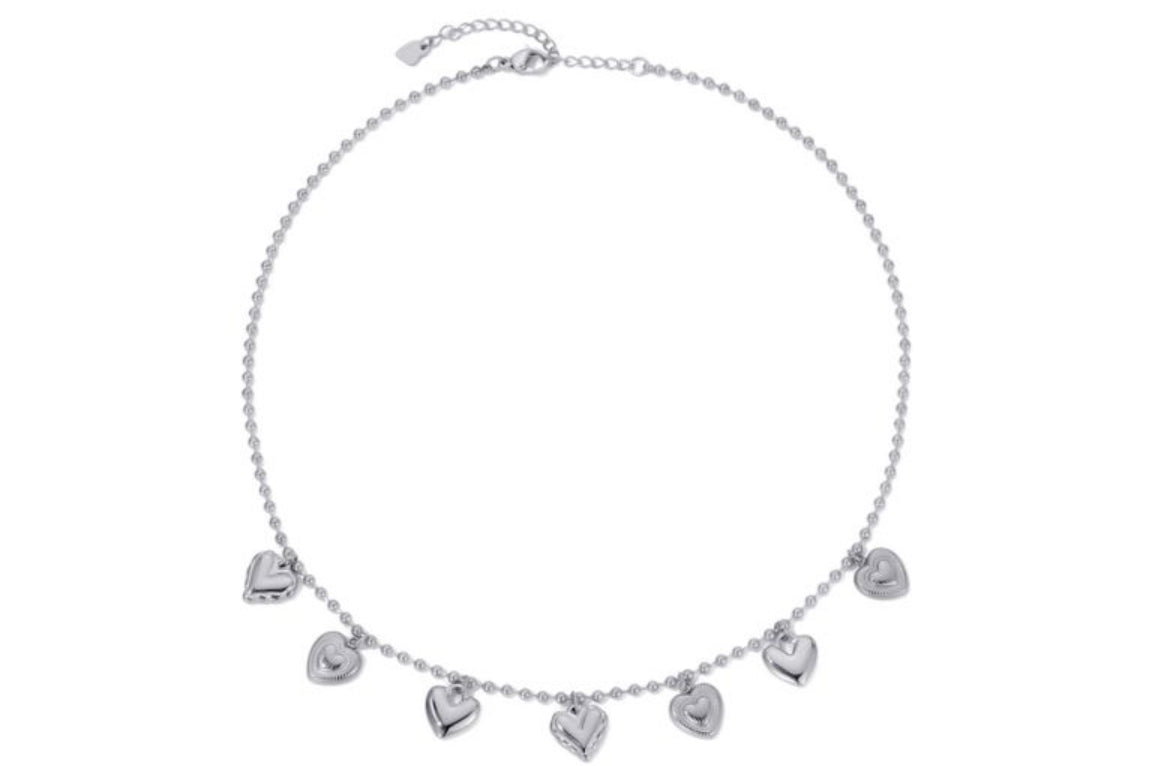Ketting met hartjes en bolletjes chain zilver