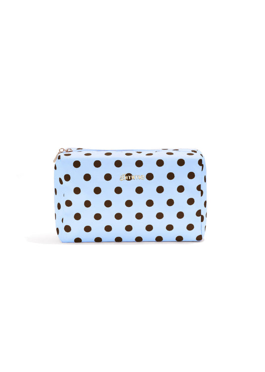 Toilettas blauw met polkadots