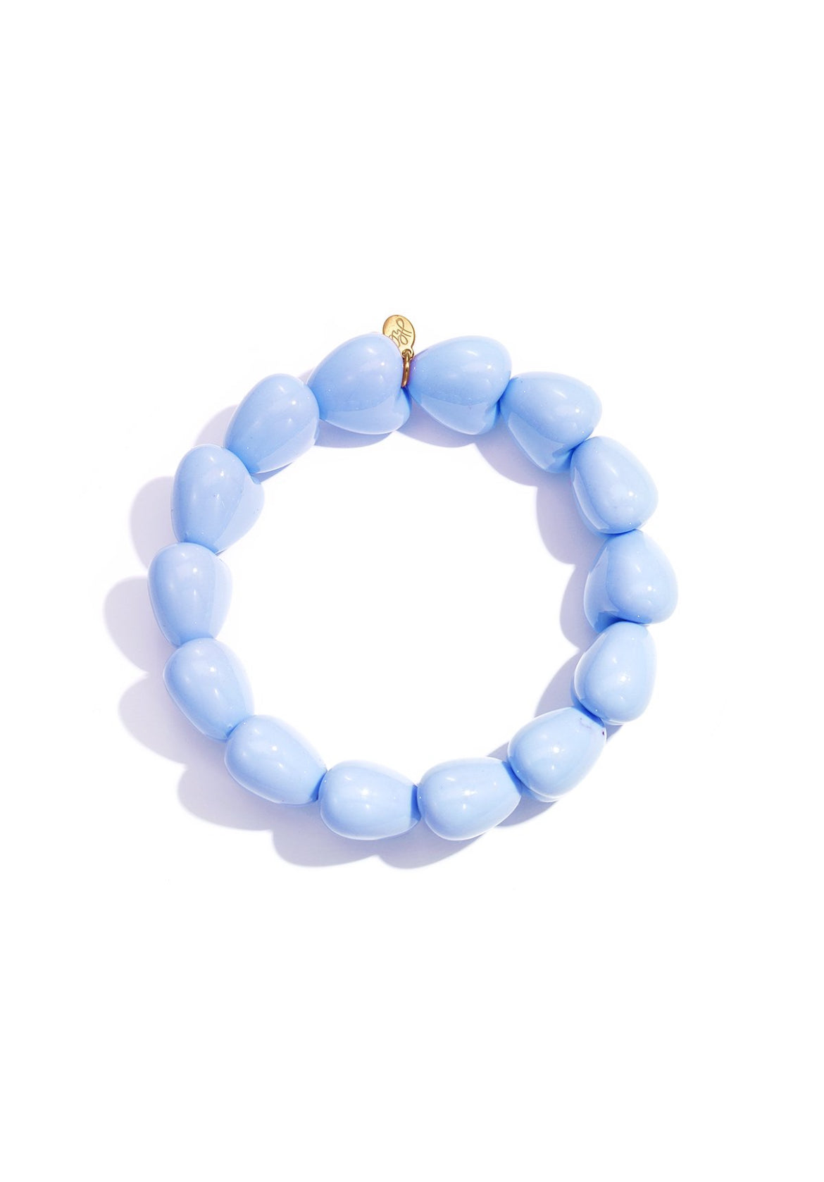 Armband met grote hartjes kralen licht blauw