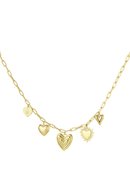 Ketting met hartjes bedels goud