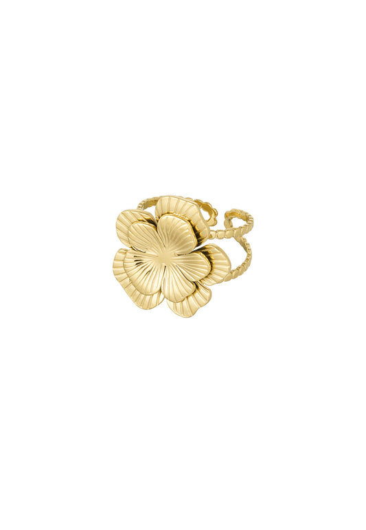 Ring met grote bloem goud