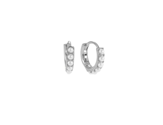 Mini Hoops met parels zilver