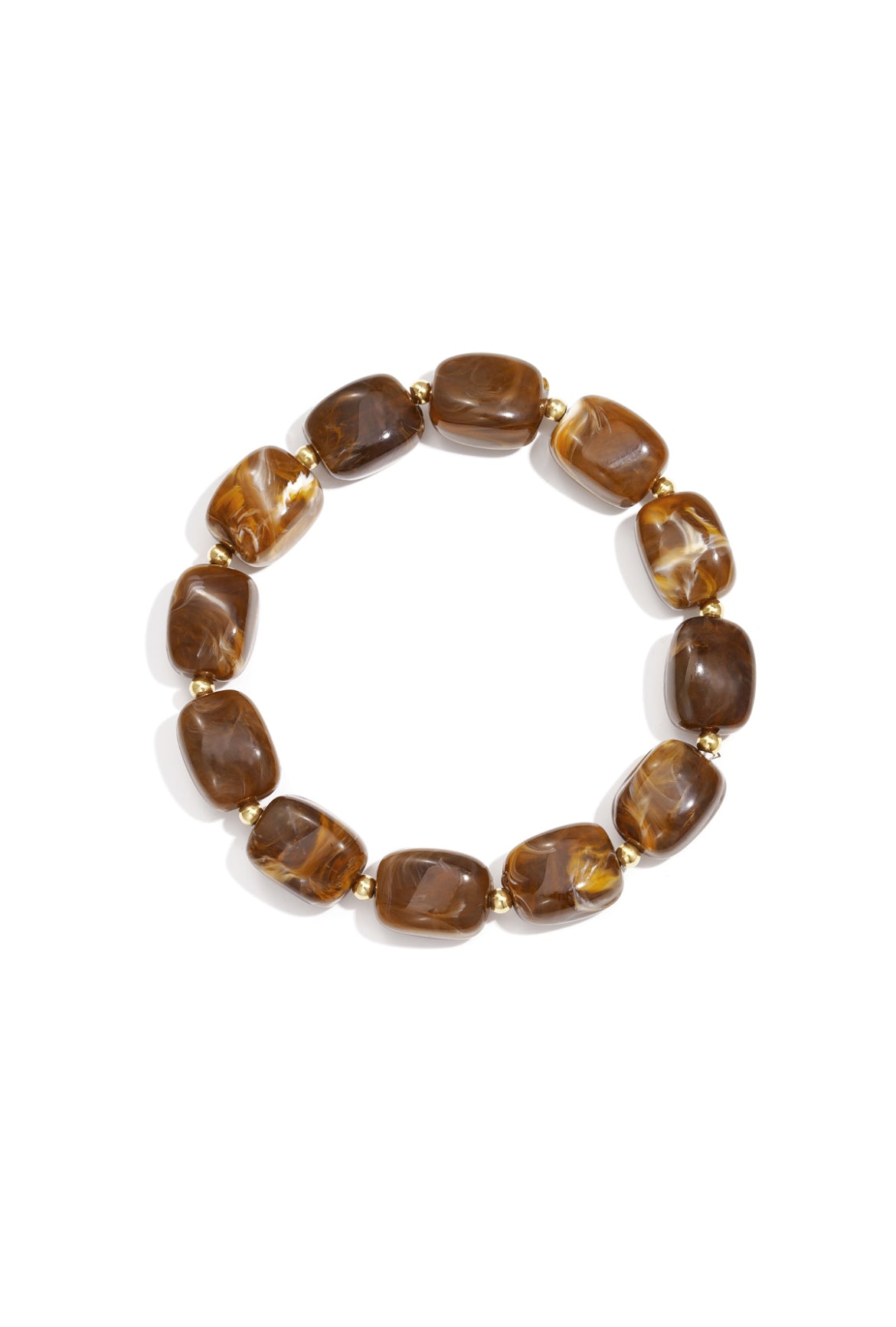 Armband met bruine kralen en gouden details