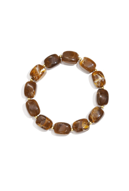Armband met bruine kralen en gouden details