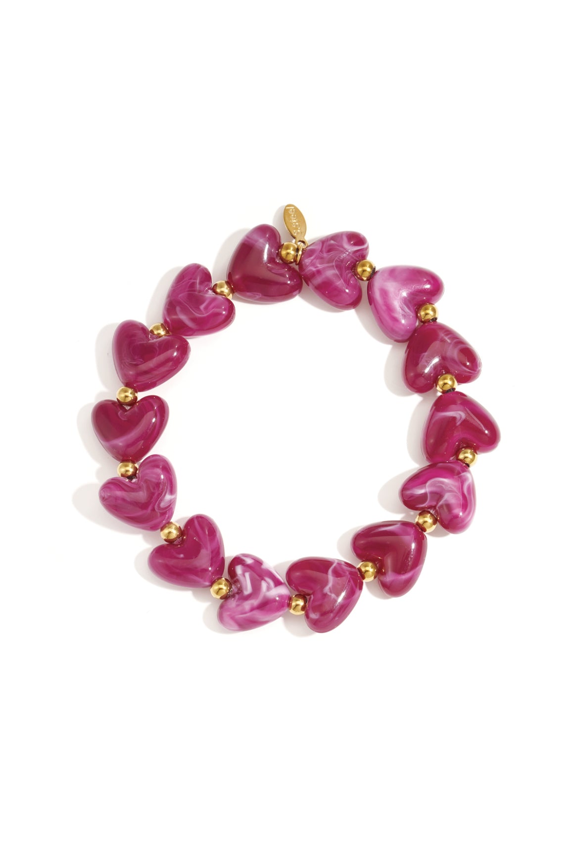 Armband met hartjes kralen fuchsia