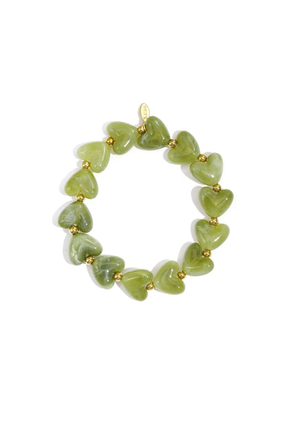 Armband met hartjes kralen groen