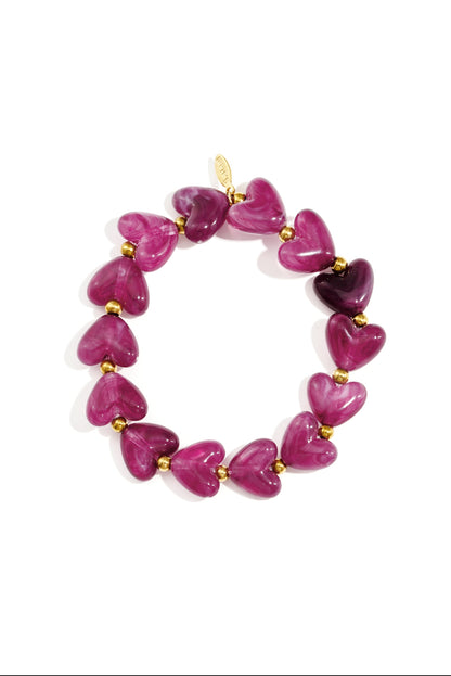 Armband met hartjes kralen paars
