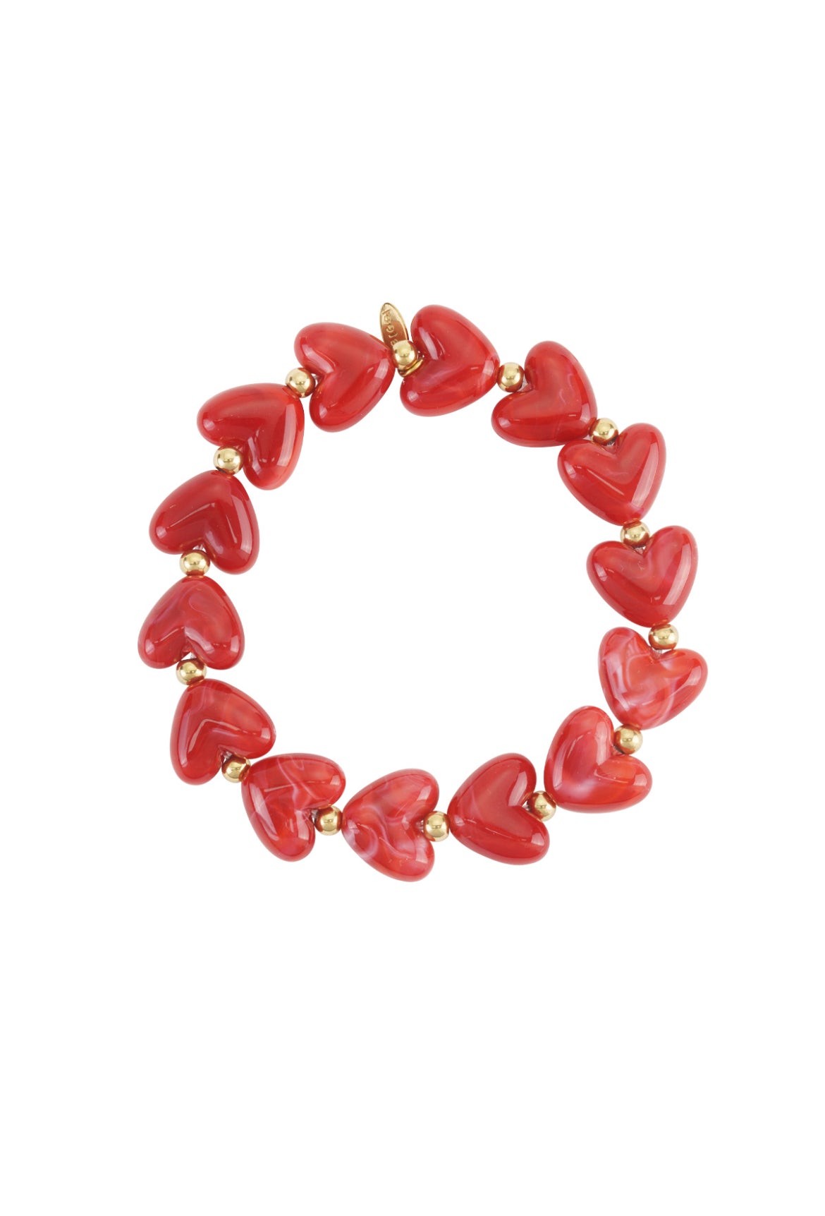 Armband met hartjes kralen rood