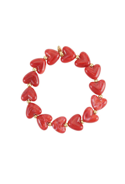 Armband met hartjes kralen rood