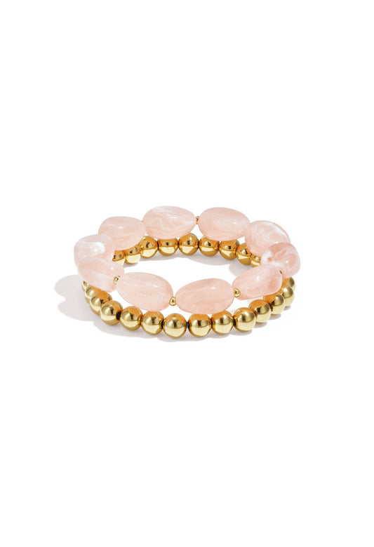 Armbanden set met roze kralen