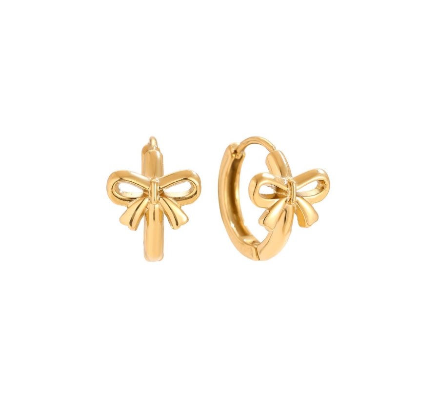 Mini Hoops met strikje goud