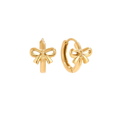 Mini Hoops met strikje goud