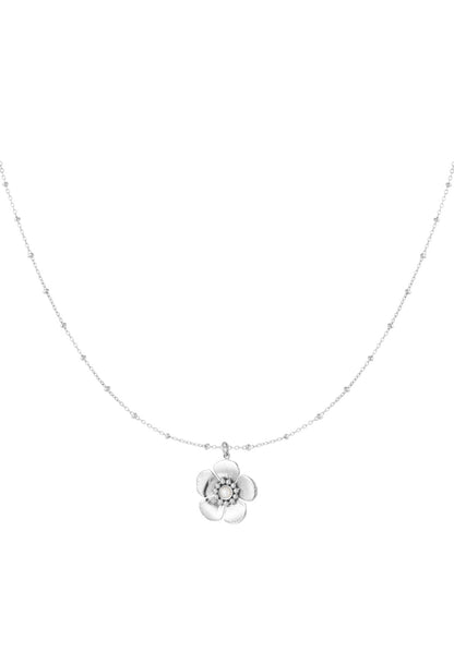 Ketting bloem zilver