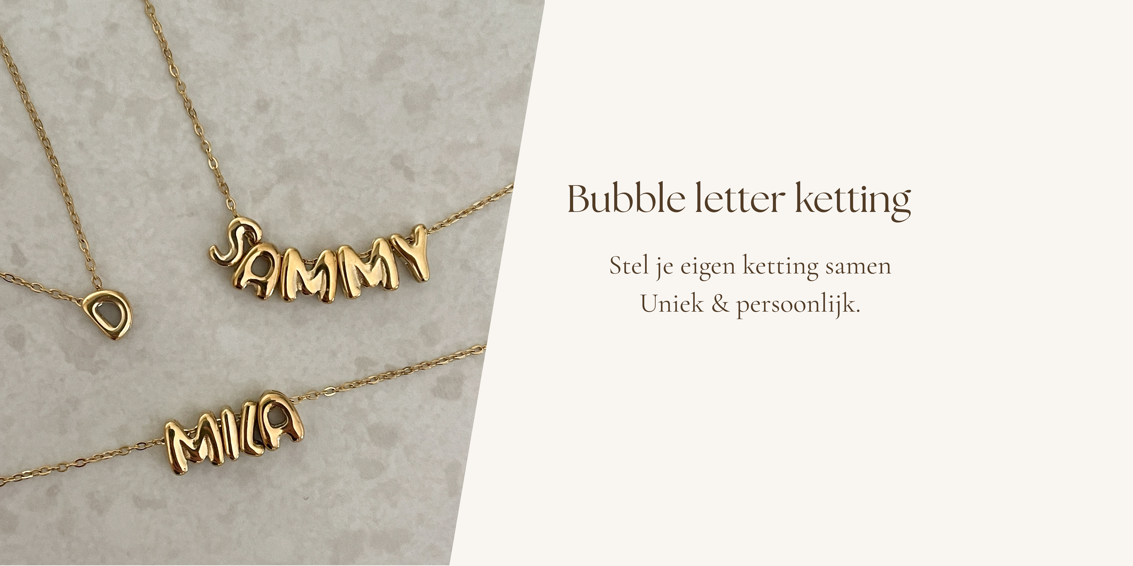 Bubble namen kettingen goud