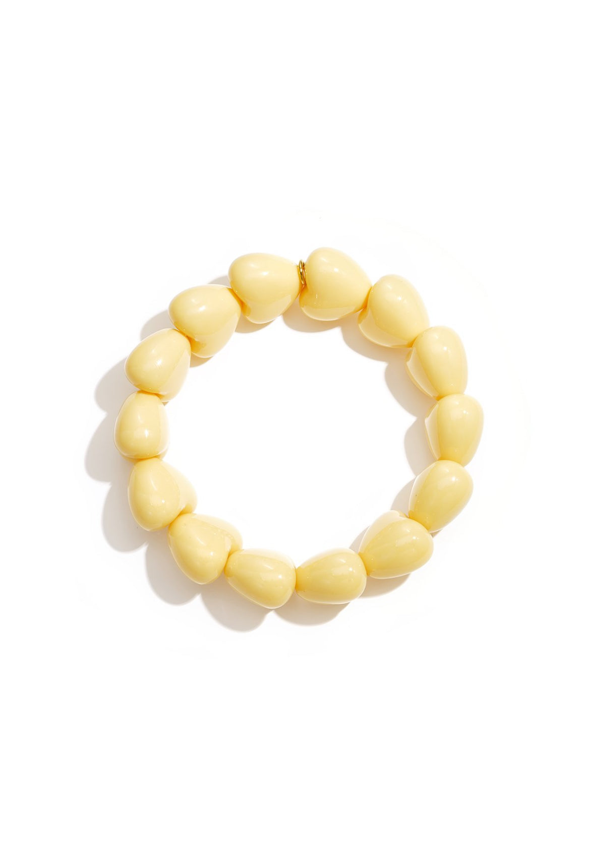 Armband met grote hartjes kralen butter yellow