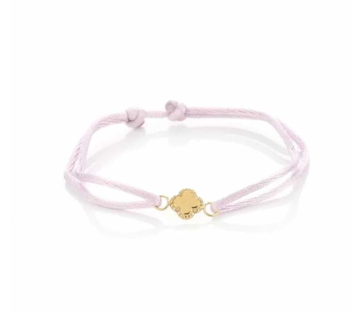 Armband satin met klaver lila