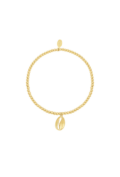 Kralen armband met schelpje goud