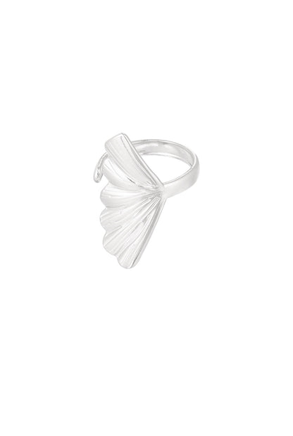 Statement ring met platte schelp goud of zilver