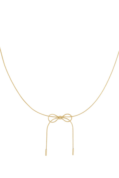 Ketting met plat strikje goud