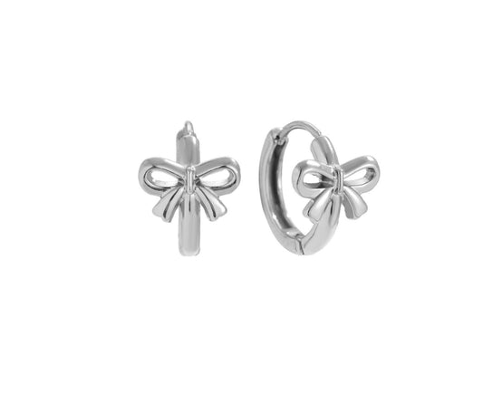 Mini Hoops met strikje zilver