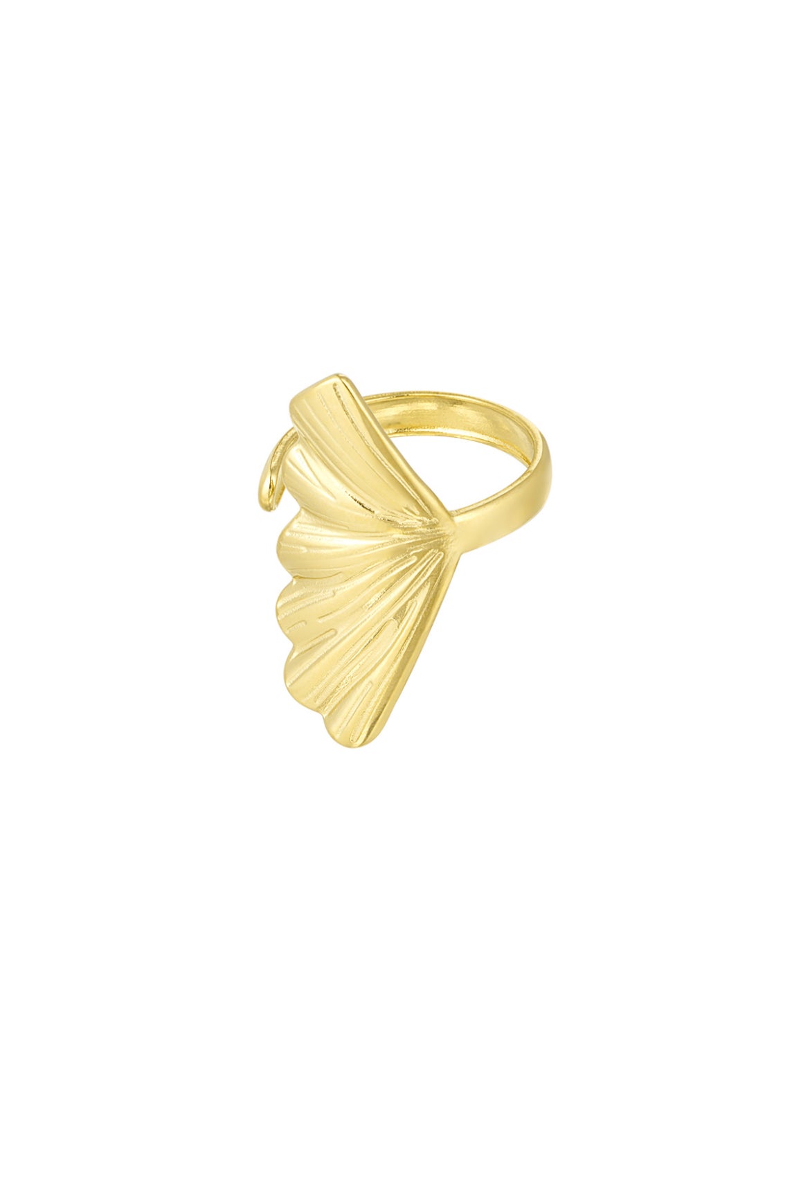 Statement ring met platte schelp goud of zilver