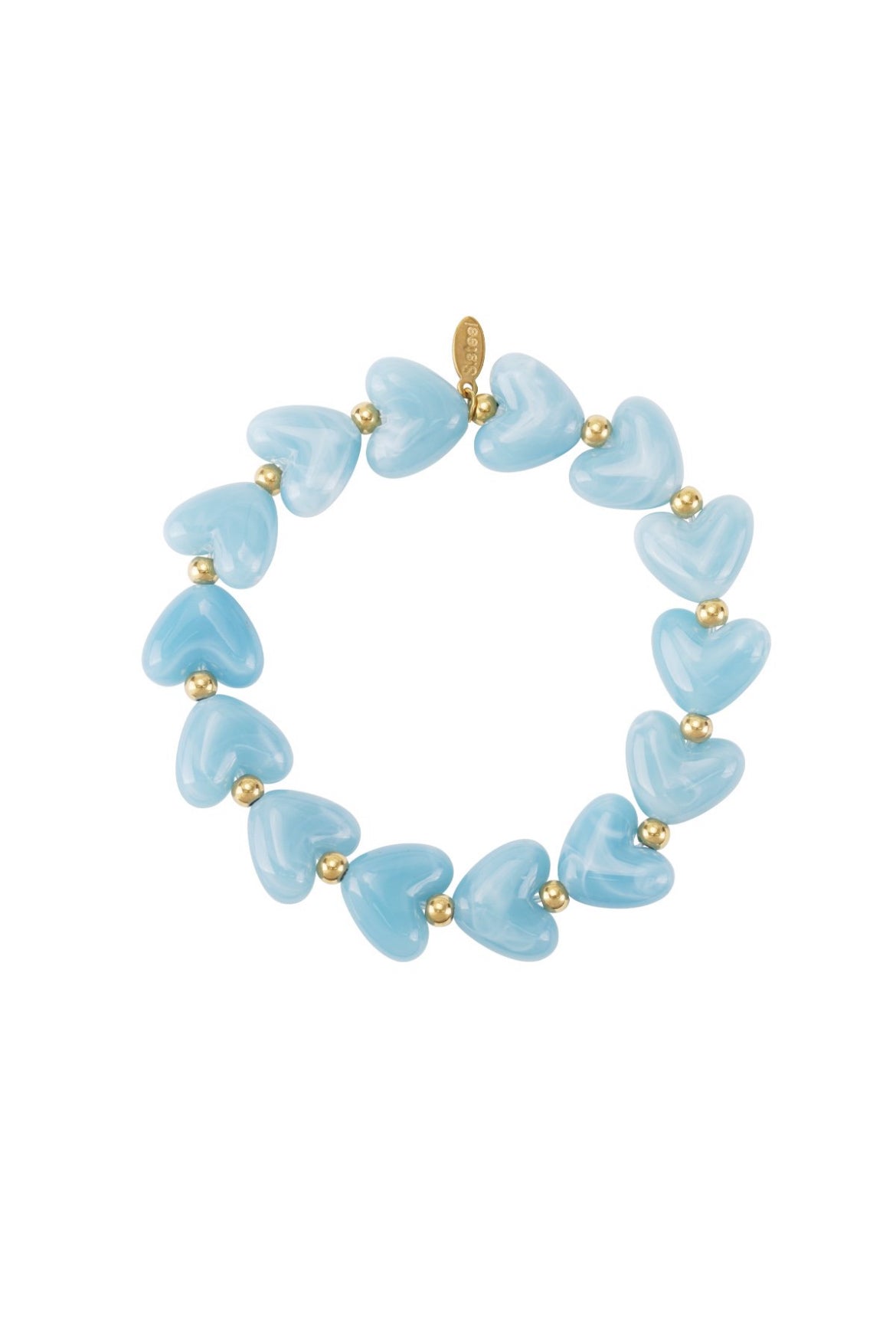 Armband met hartjes kralen licht blauw