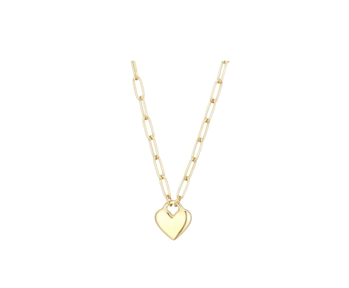 Ketting met chain en hartje Goud