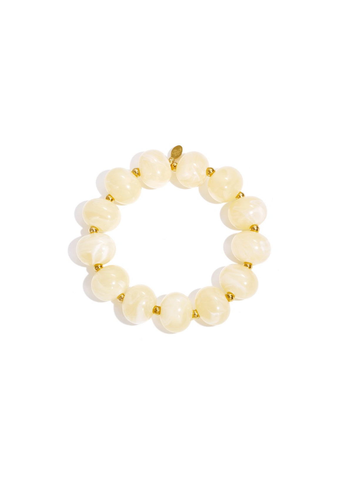 Armband met grote witte kralen goud