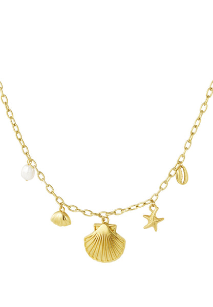 Bedel ketting met schelpen goud