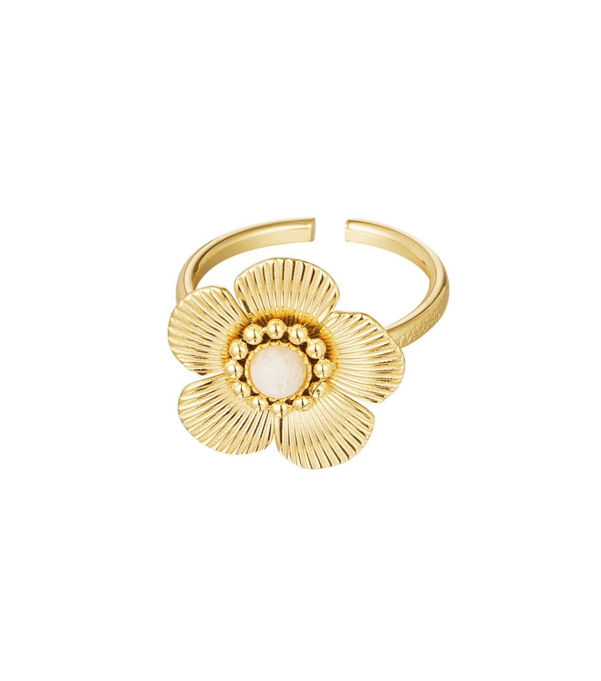 Ring Bloem goud met wit