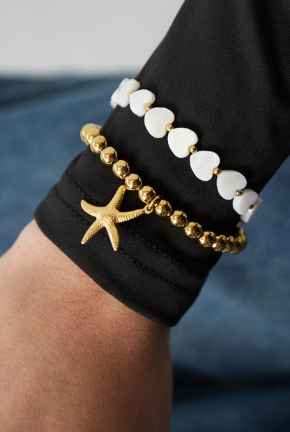 Kralen armband zeester goud