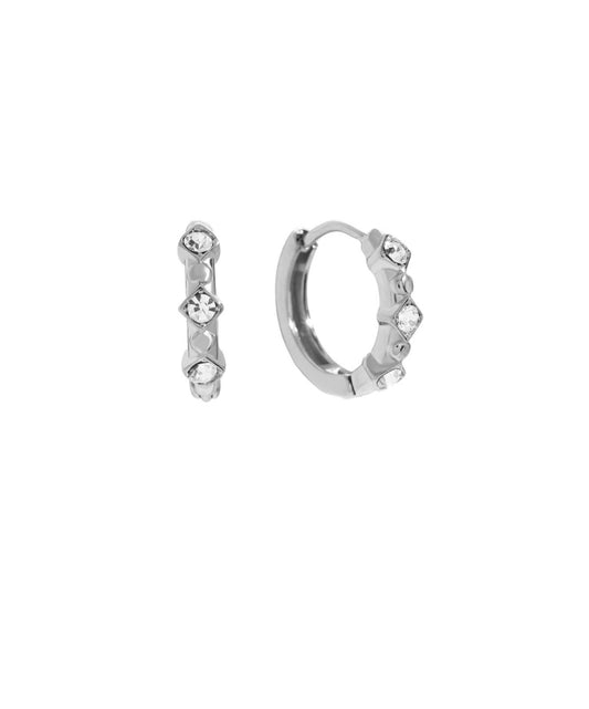 Mini Hoops met steentjes zilver