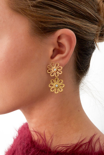 Oorbellen bloemen zilver