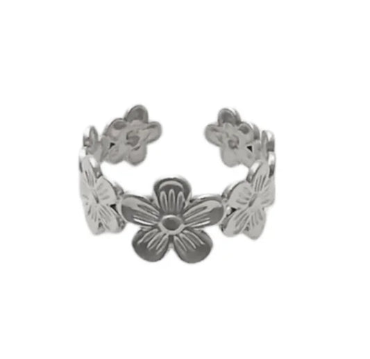 Ring flower zilver