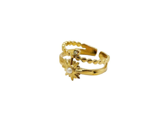Ring dubbel met ster goud