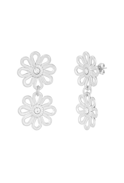 Oorbellen bloemen zilver