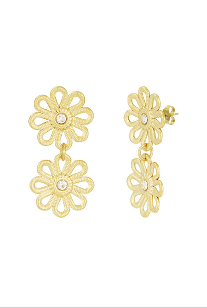 Oorbellen bloemen goud