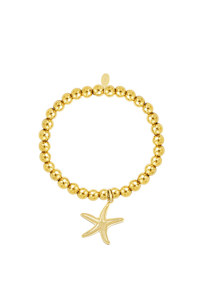Kralen armband zeester goud