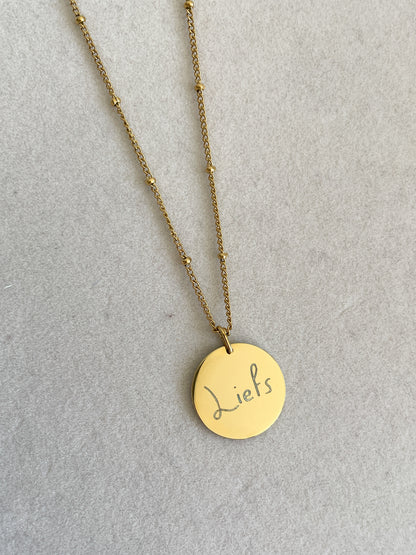 Gegraveerde ketting met eigen handschrift