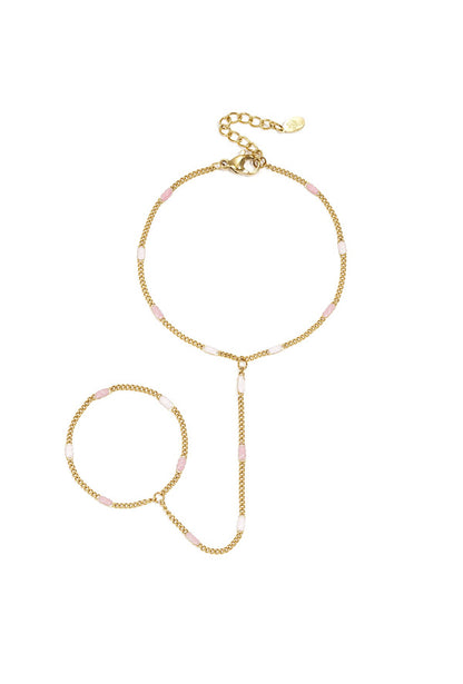 Handchain met roze streepjes 