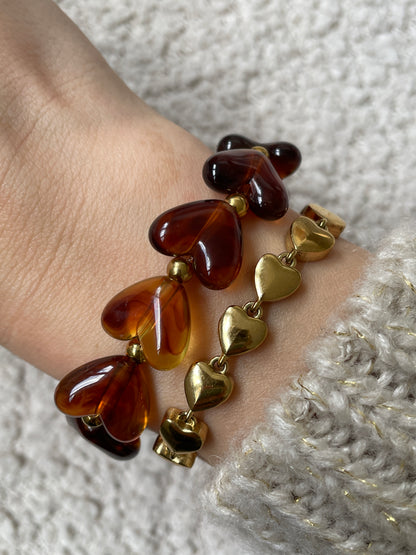 Hartjes kralen armband amber
