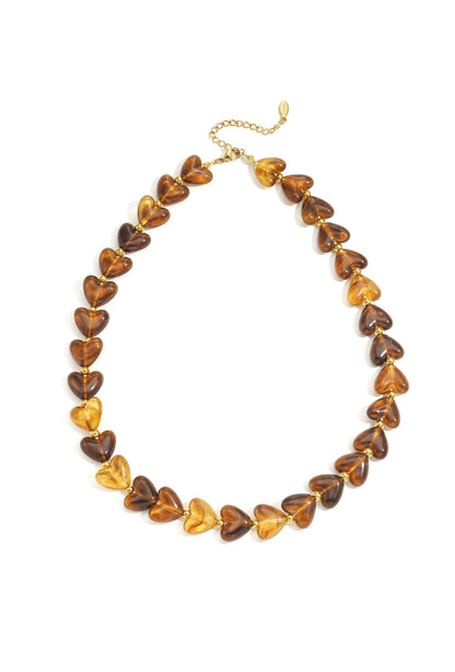 Hartjes kralen ketting amber