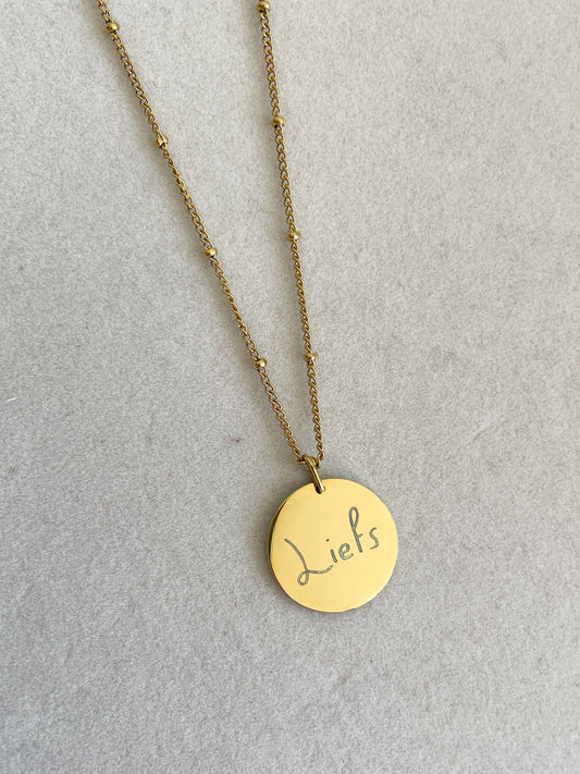 Gegraveerde ketting met handschrift goud